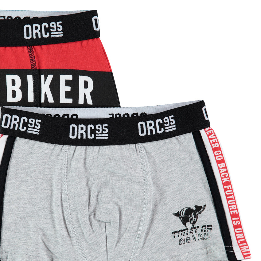 Lot de 2 boxers en coton bio à bandes imprimées 