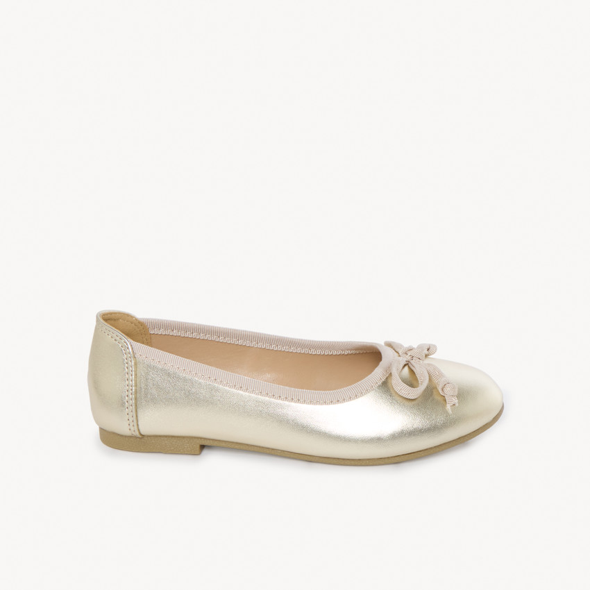 Ballerines dorées effet métallisé avec nœud pour fille 