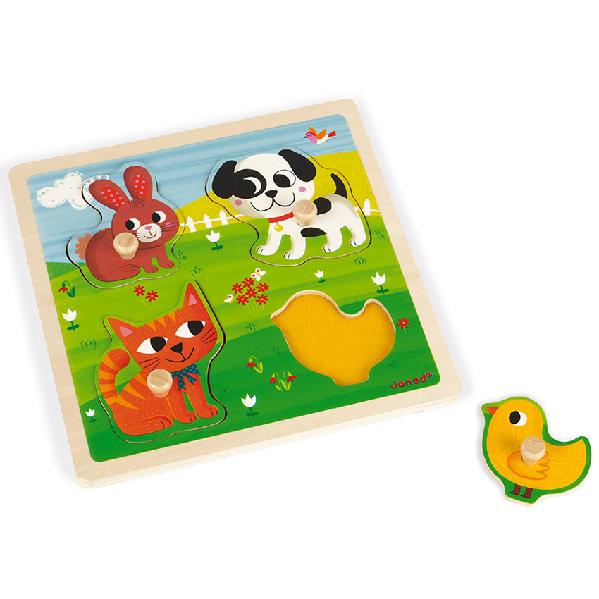 Puzzle tactile Mes premiers animaux - 4 pièces  