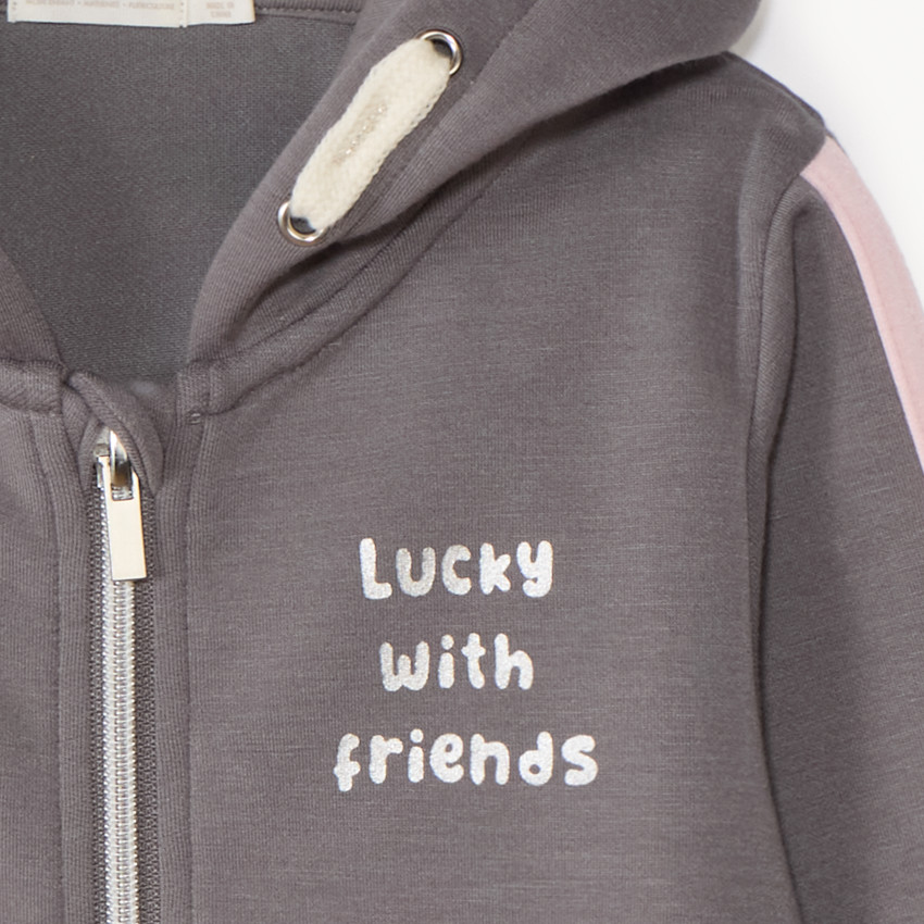 Gilet en scuba printé avec capuche pour fille 