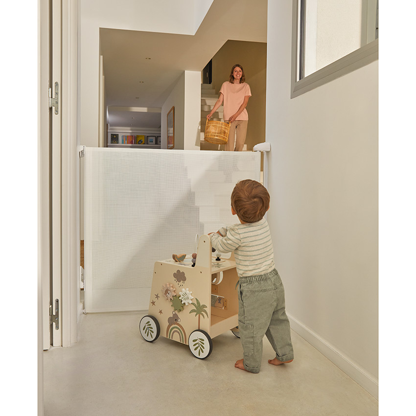 Barrière de sécurité rétractable à fixer avec filet 140 cm 