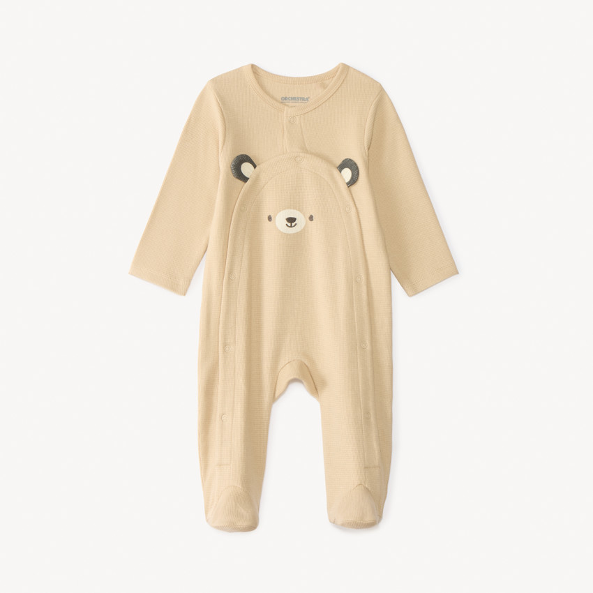 Dors-bien manches longues en nid d'abeille motifs ourson pour bébé garçon