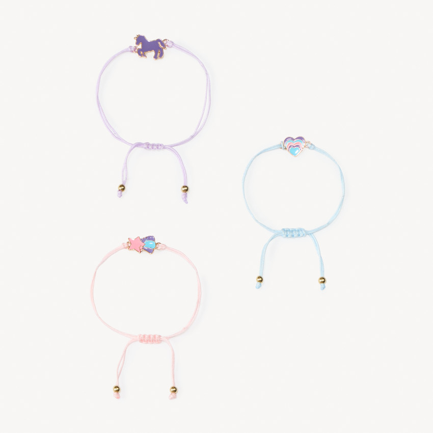 Lot de 3 bracelets à cordons réglables Licorne pour fille 