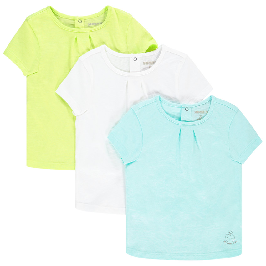 Lot de 3 t-shirts à manches courtes pour bébé fille