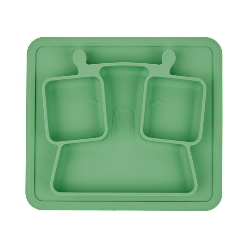 Assiette avec compartiments anti-dérapante - Vert 