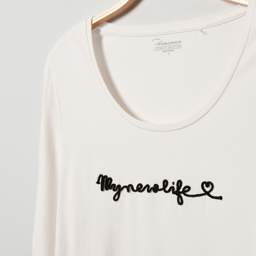 T-shirt de grossesse à manches longues avec inscription 