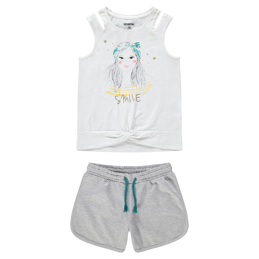 Junior - Ensemble avec débardeur print personnage et short gris 