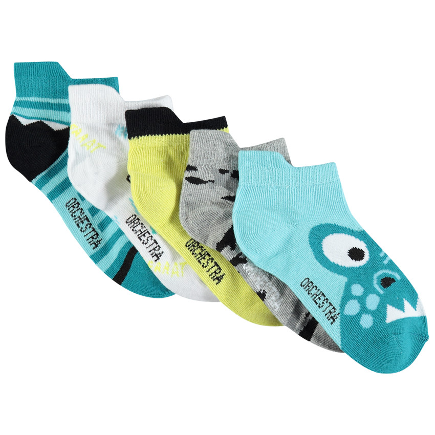 Lot de 5 paires de chaussettes courtes à animaux jacquard