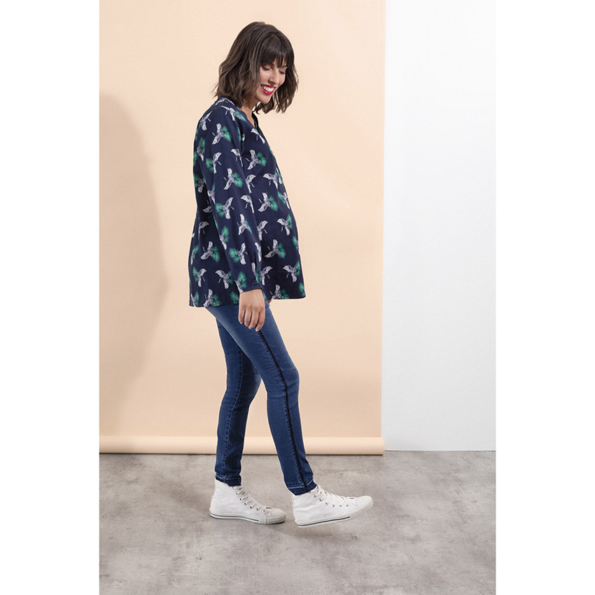 Top de grossesse à manches longues col en V 