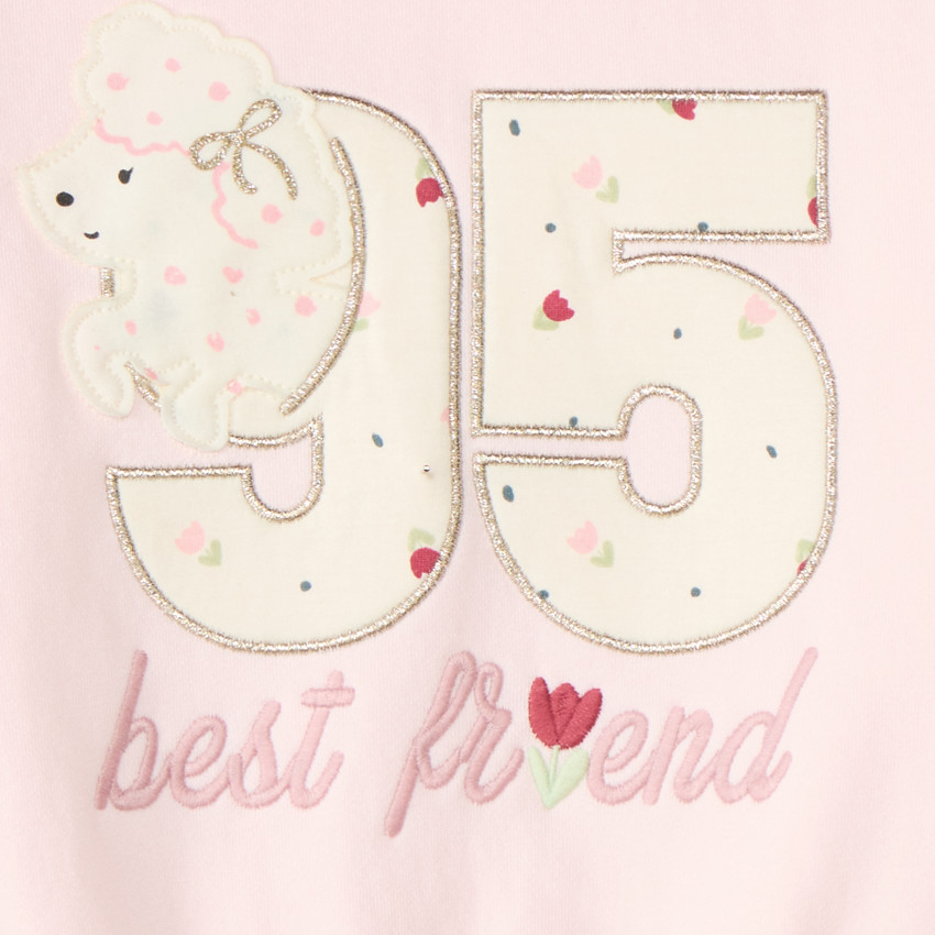 Sweat bébé fille broderie chien et détails fantaisie 