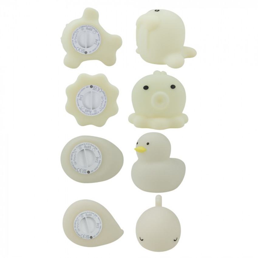 Set de 4 jouets de bain lumineux en silicone Animaux marins 