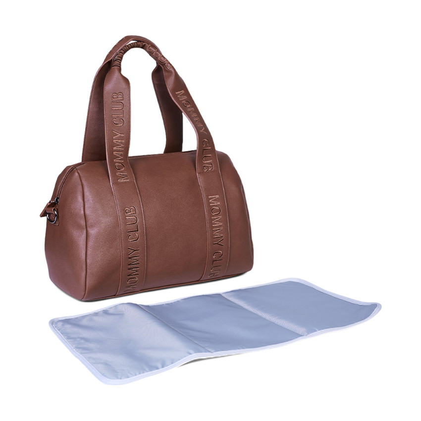 Sac à langer Mommy Club Signature en cuir vegan + tapis dark brown 