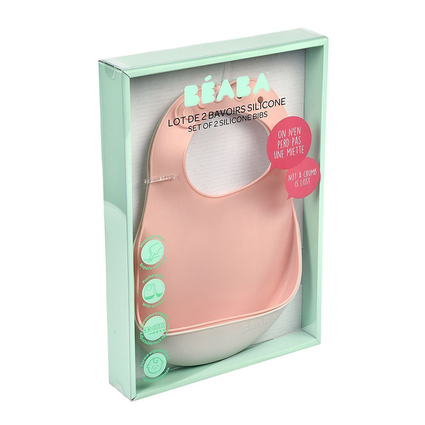 Set de 2 bavoirs en silicone - Light Mist / Old Pink 