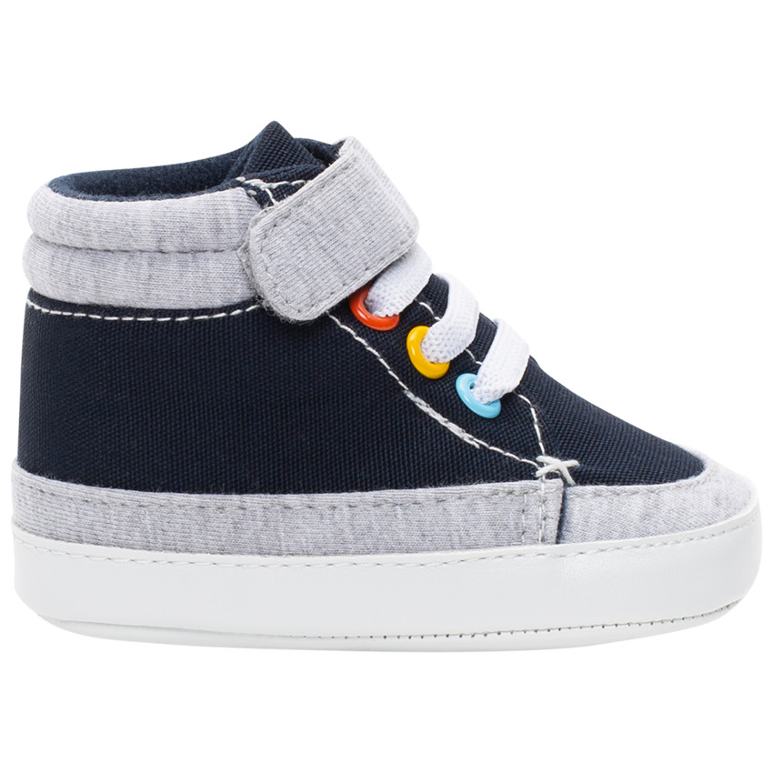 Baskets souples montantes en toile à lacets élastiqués et scratch 