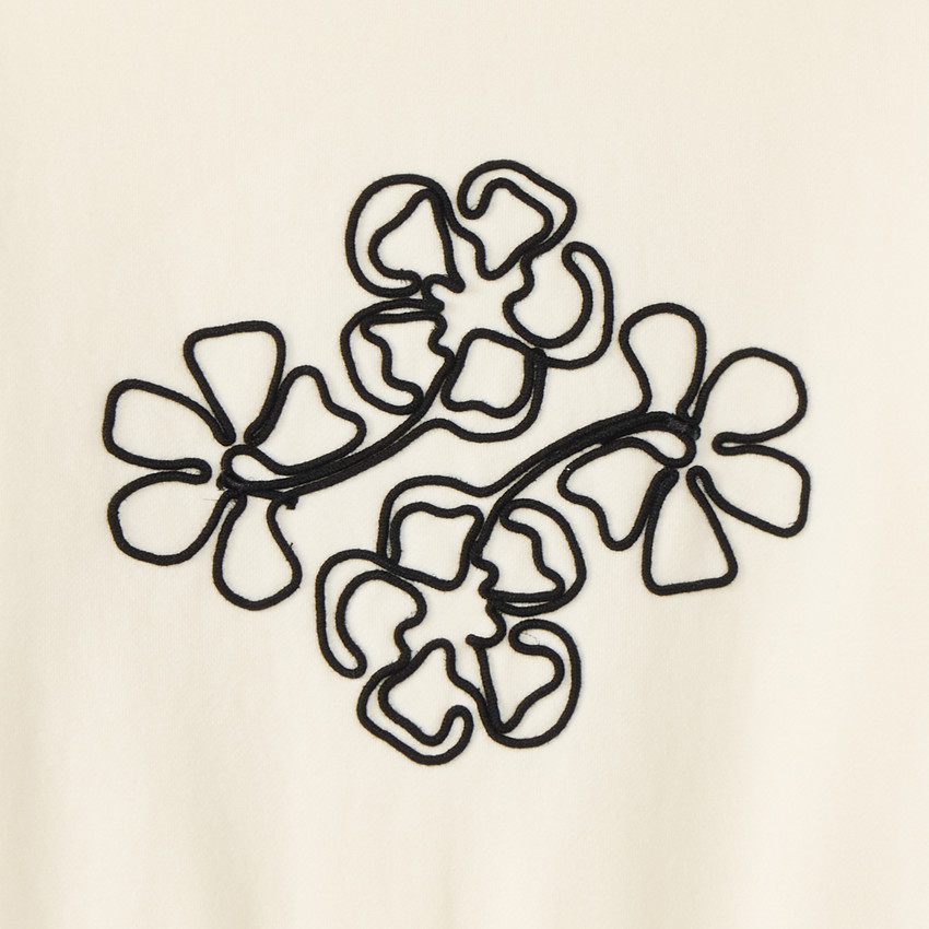 Sweat fille en molleton avec fleurs en cording 