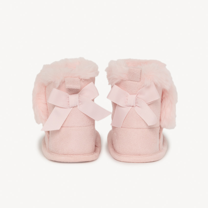 Bottines souples à fausse fourrure et nœud pour bébé fille 