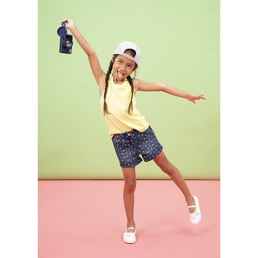 Short en jean à pois printés all-over 