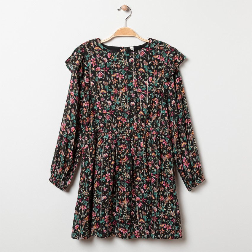 Robe manches longues à imprimé floral pour enfant fille 