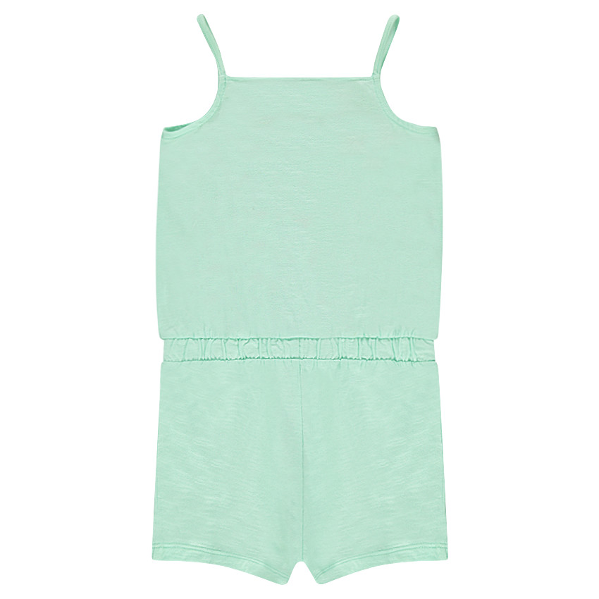 Combishort en jersey avec smokes et galon à fleurs 