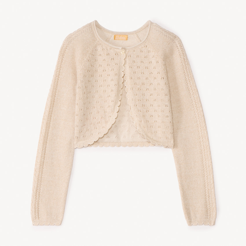 Gilet boléro en tricot ajouré pour fille 