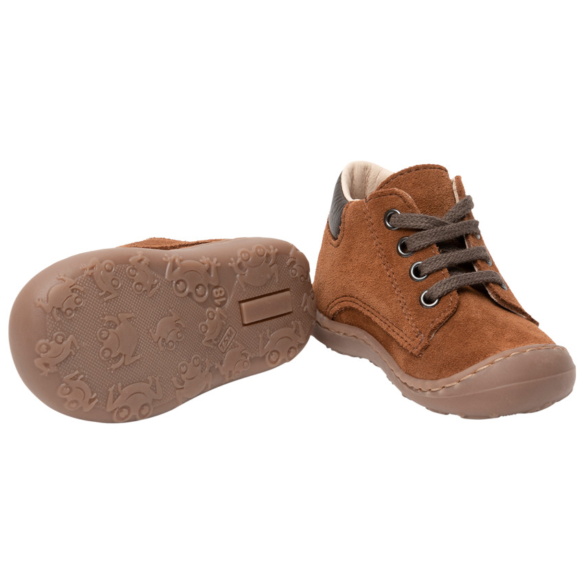 Bottillons camel en cuir pour bébé garçon 