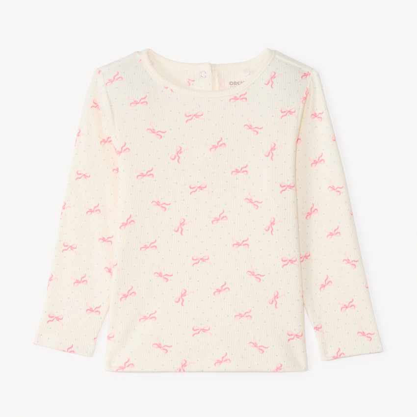 T-shirt manches longues imprimé nœuds pour bébé fille 