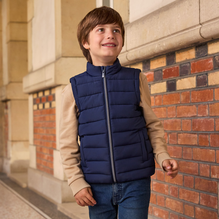 Doudoune sans manches matelassée unie pour garçon 