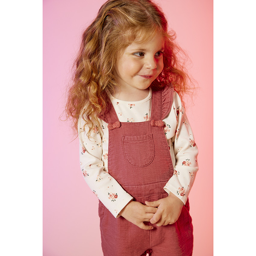 T-shirt manches longues côtelé imprimé floral pour bébé fille 