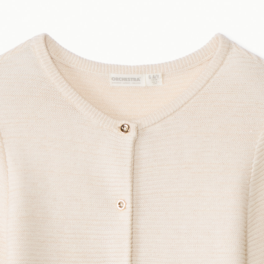 Gilet manches longues en tricot uni pour fille  