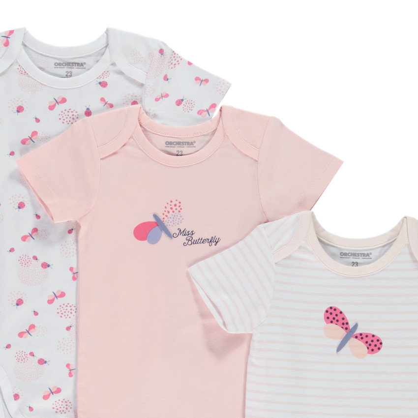 Lot de 7 bodies manches courtes print fantaisie pour bébé fille 