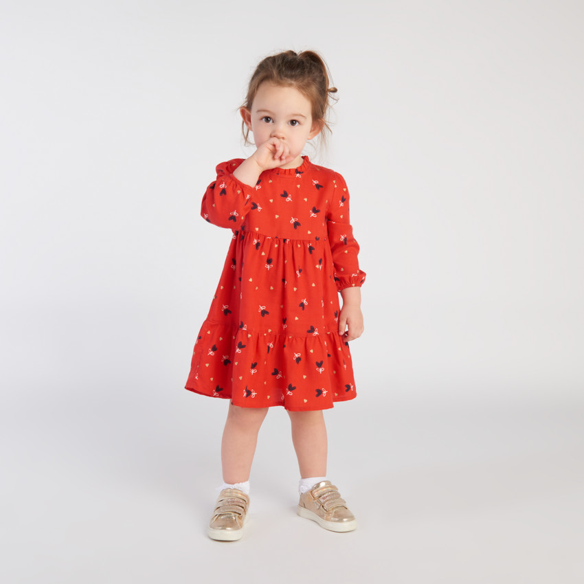 Robe manches longues imprimé cœurs fantaisie pour bébé fille   