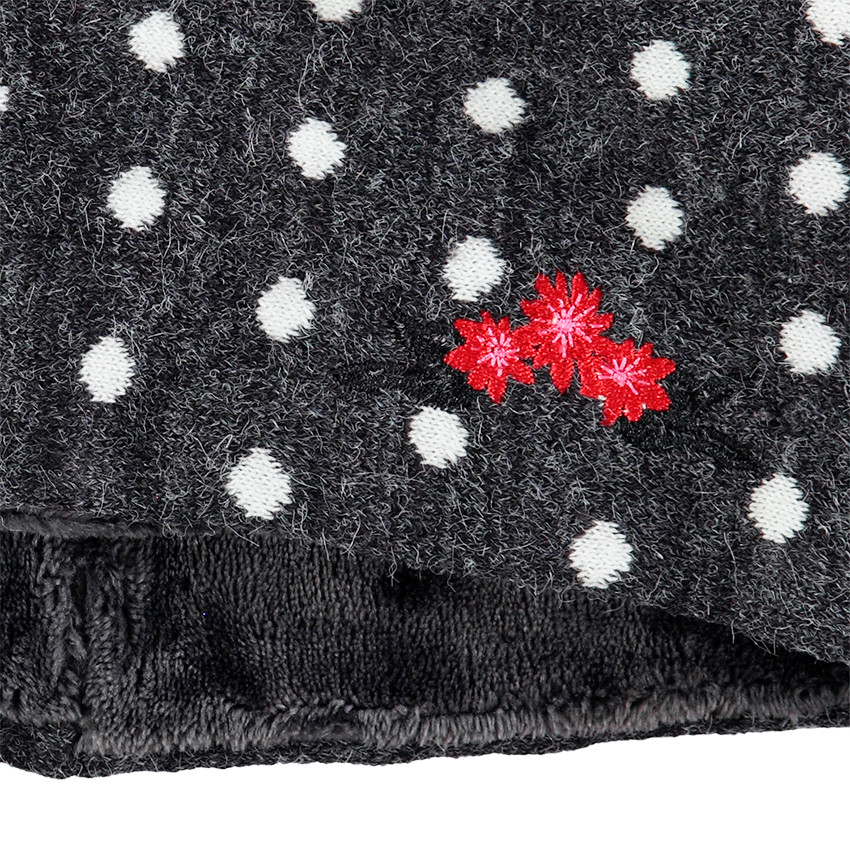 Ensemble bonnet et snood doublé sherpa avec pois en jacquard 