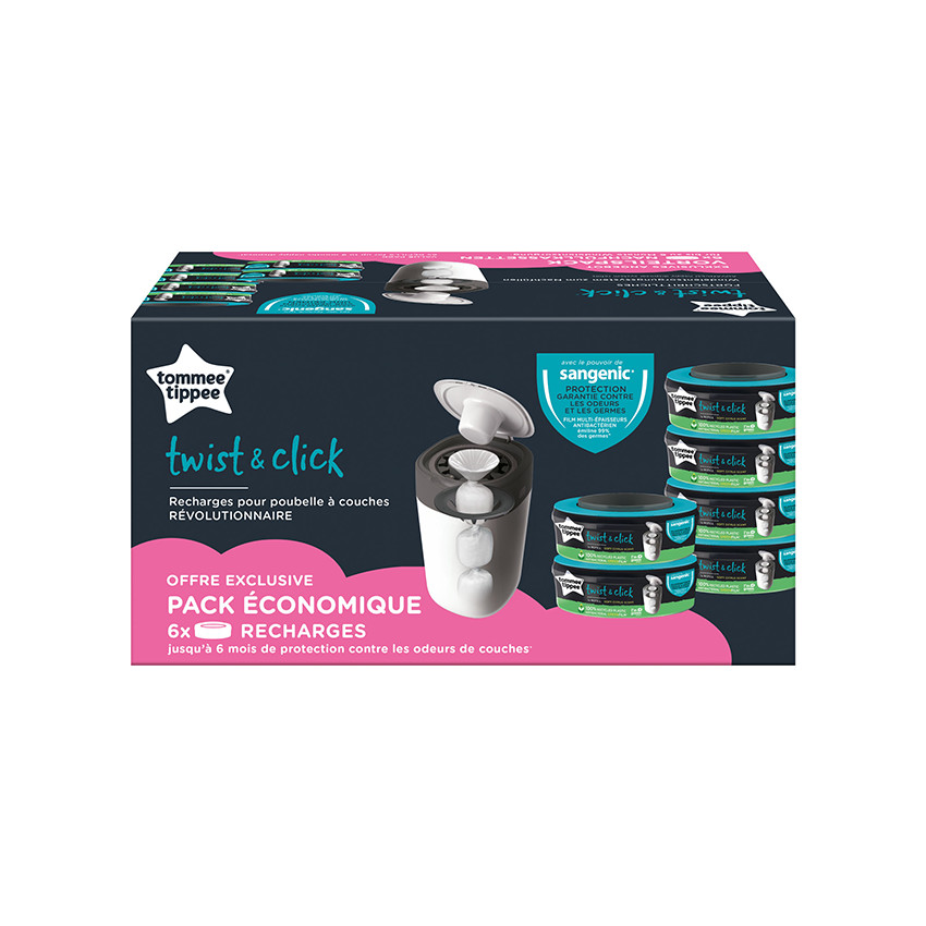 Lot de 6 recharges pour poubelle à couches Twist & Click 