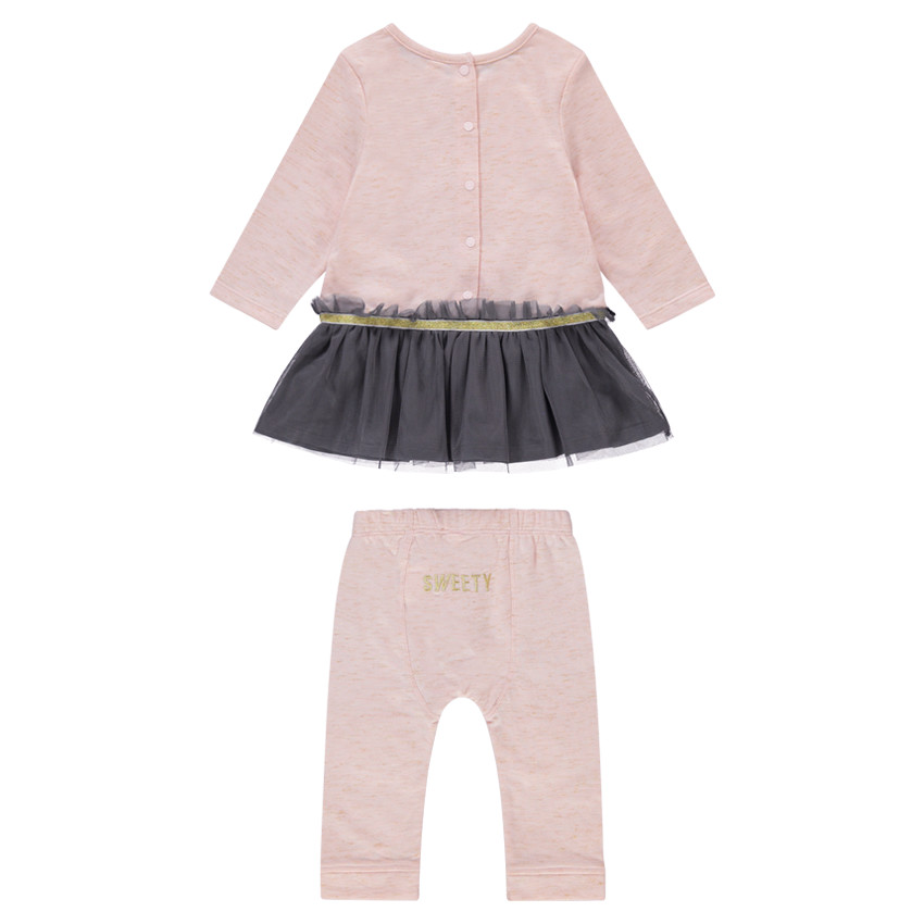 Ensemble avec tunique esprit tutu et legging coeurs patchés 