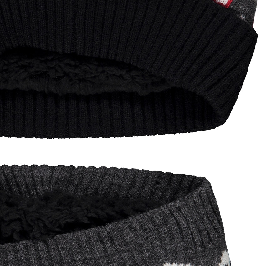 Ensemble bonnet et snood en tricot côtelé imprimé pour garçon 