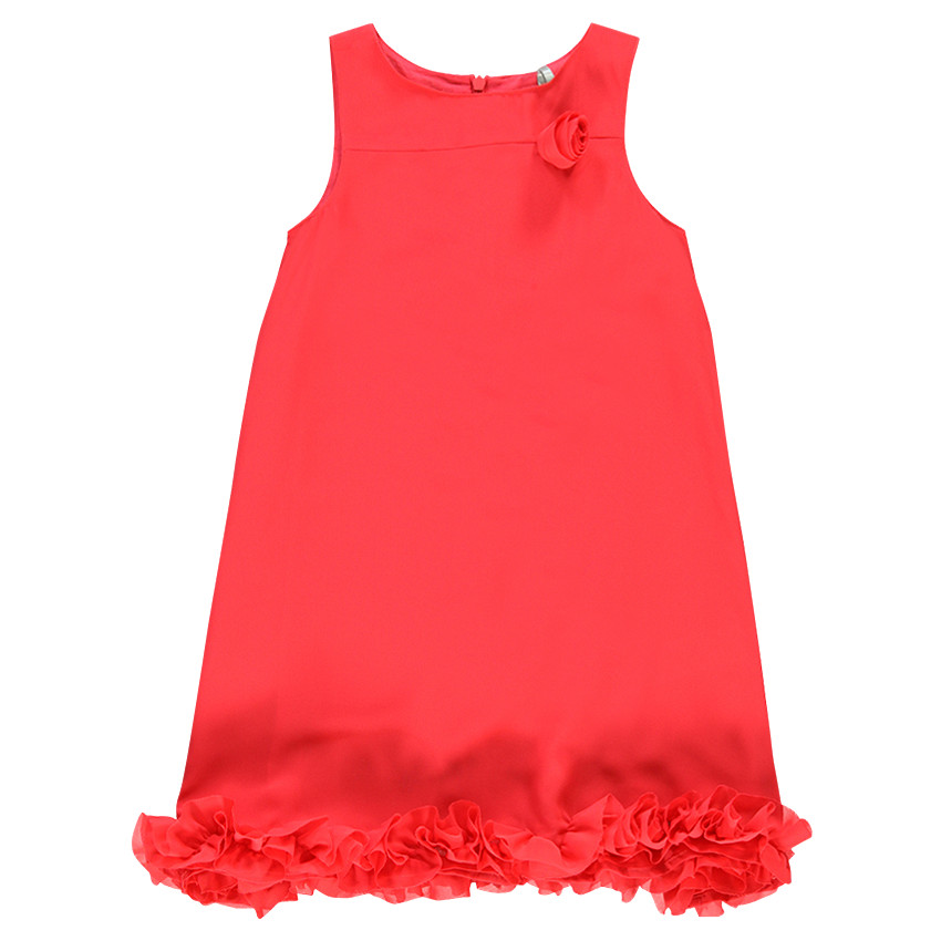 Robe sans manches à ruchet et fleur cousue 