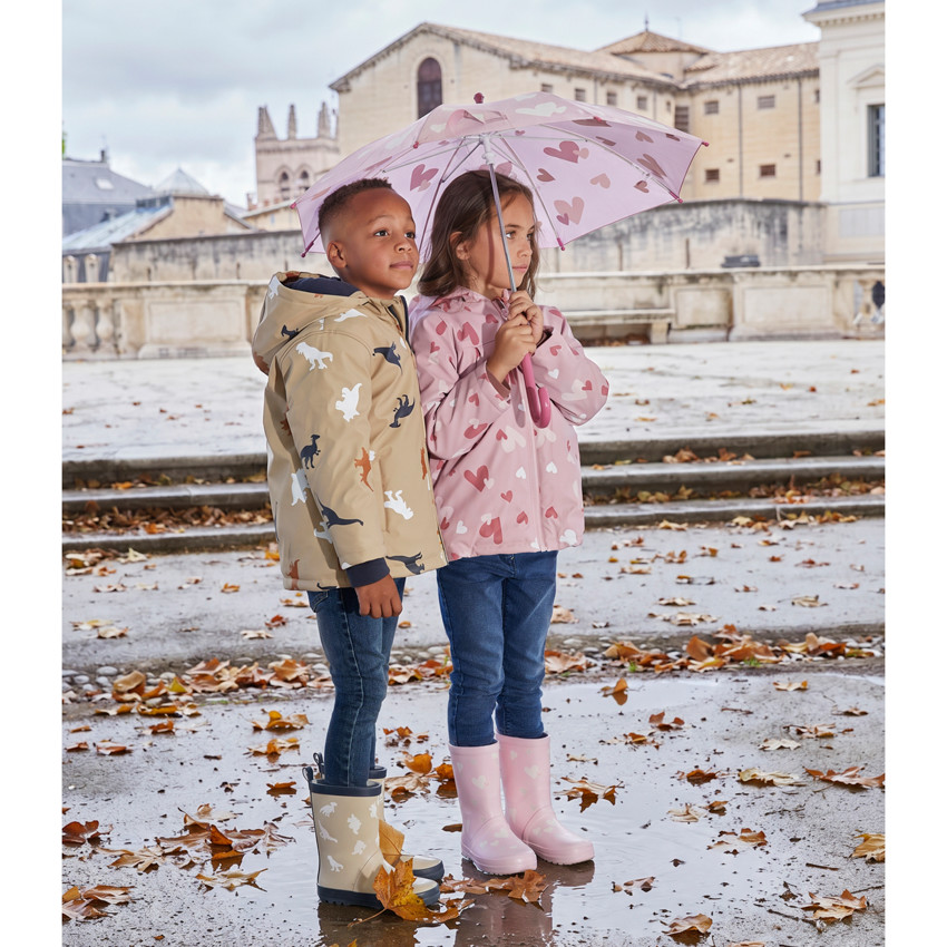 Parka de pluie fille à capuche et couleurs changeantes 