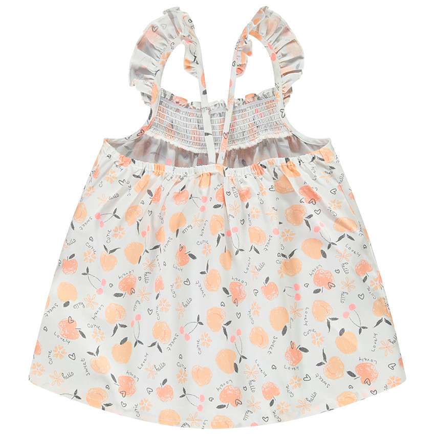 Tunique à bretelles volantées en voile armuré coton pour bébé fille 