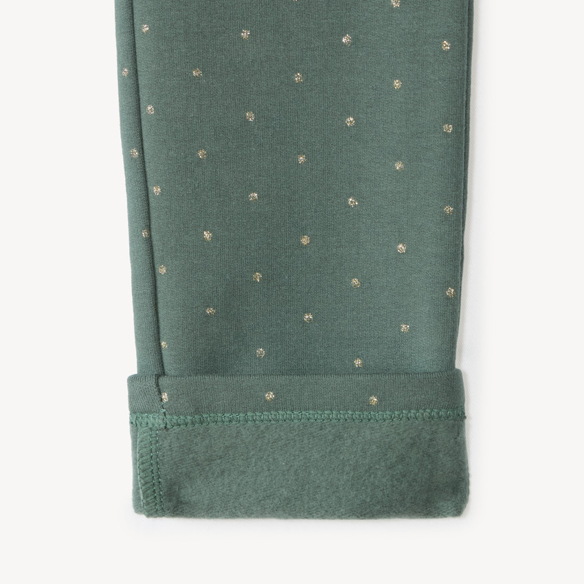Pantalon fille skinny en molleton à pois dorés 