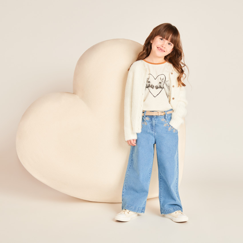 Gilet en tricot côtelé effet pelucheux pour fille 