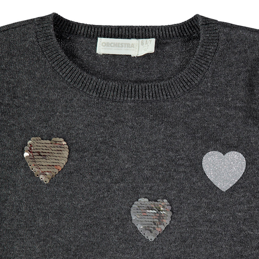 Pull en tricot avec coeurs en sequins 