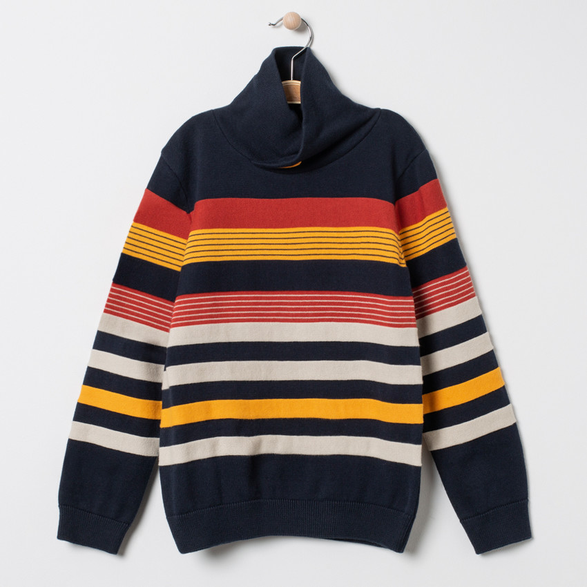 Pull col croisé à rayures 