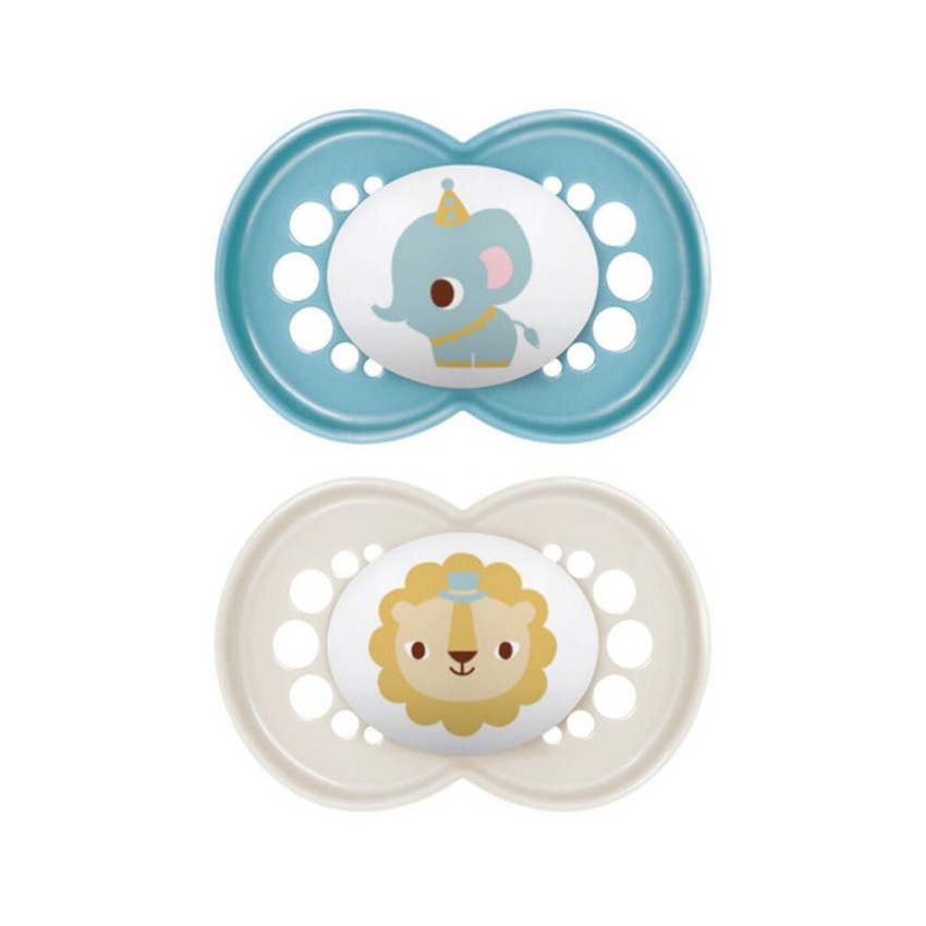 Lot de 2 sucettes silicone Original 18M+ animaux (modèle aléatoire) 
