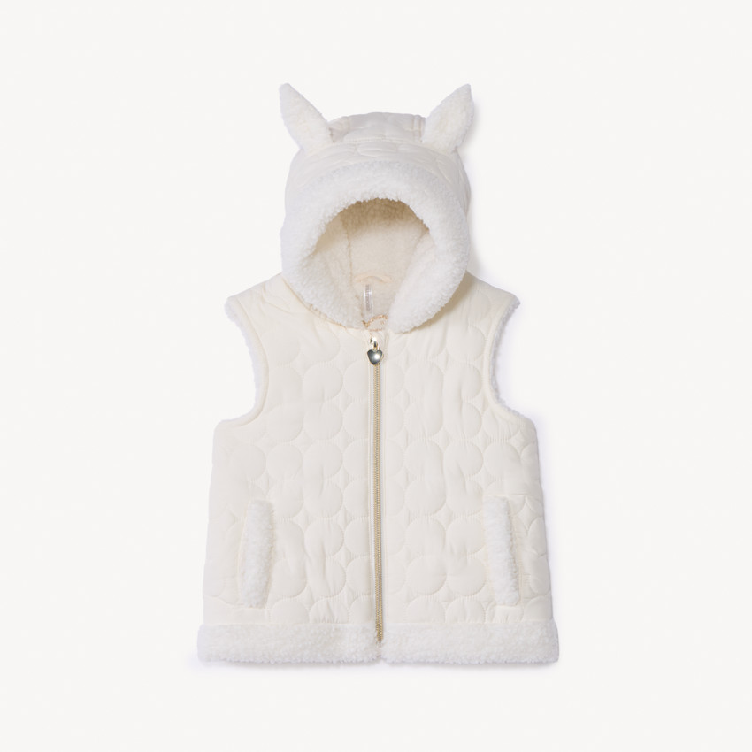 Doudoune sans manches à capuche ludique pour bébé fille