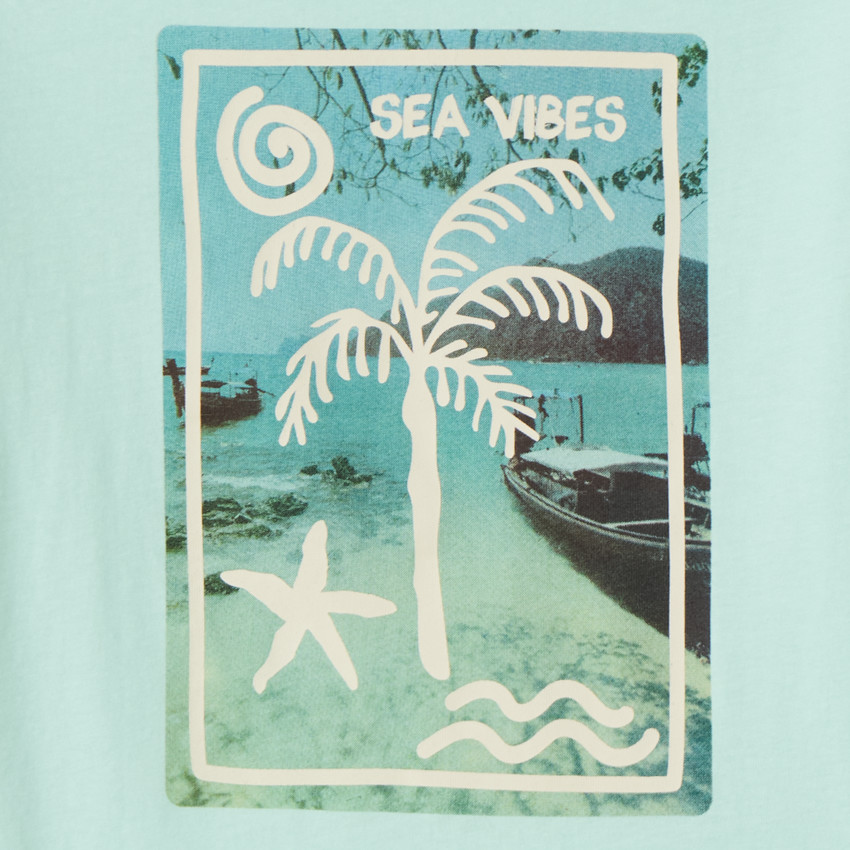 T-shirt manches courtes uni print fantaisie pour garçon 