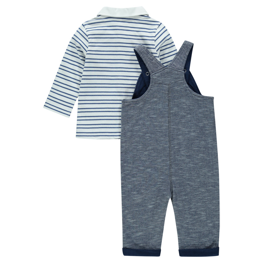 Ensemble polo manches longues et salopette avec patch 