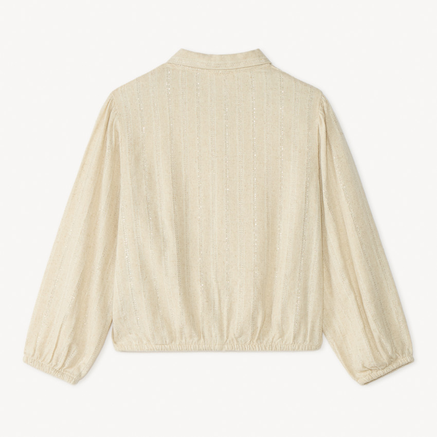 Chemise manches longues en toile à rayures argentées pour fille 