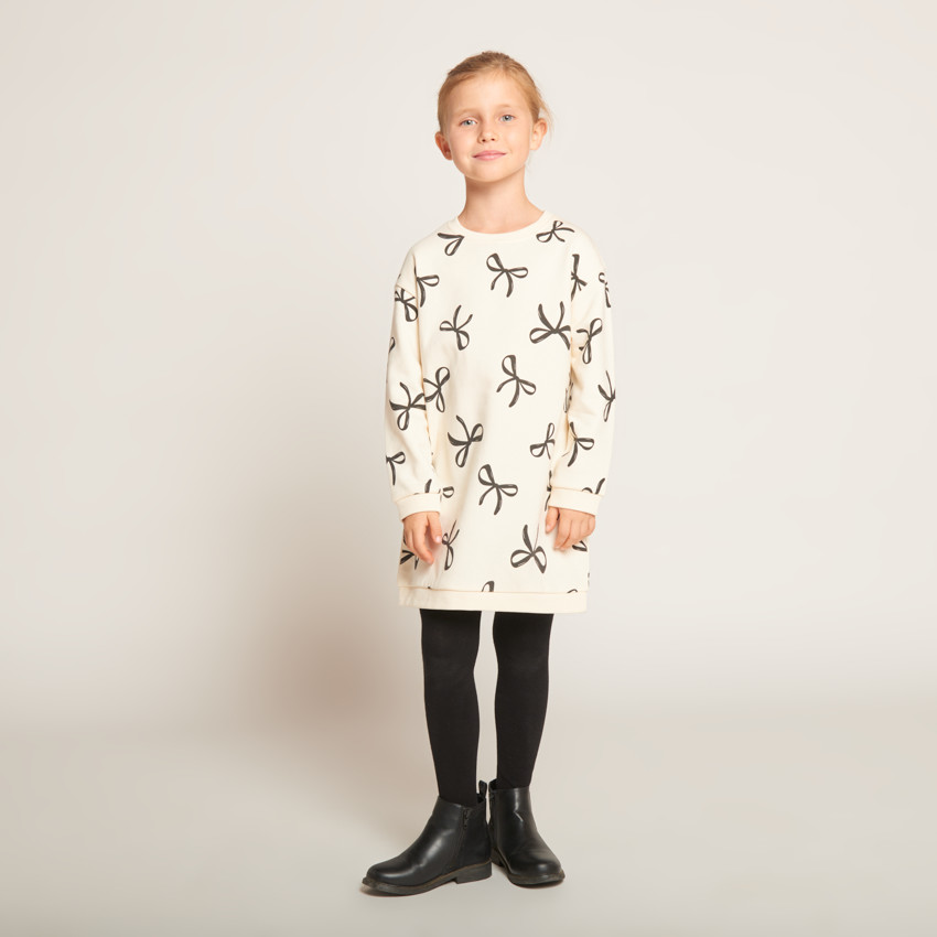 Robe en molleton imprimé nœuds pour fille   