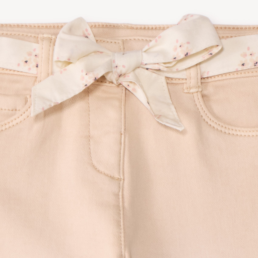 Jean slim bébé fille avec ceinture en tissu 