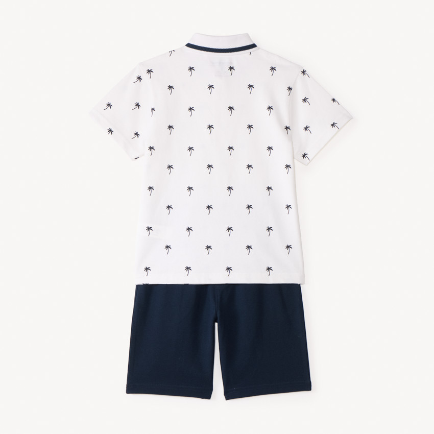 Ensemble 2 pièces polo manches courtes + bermuda imprimé palmiers pour garçon 